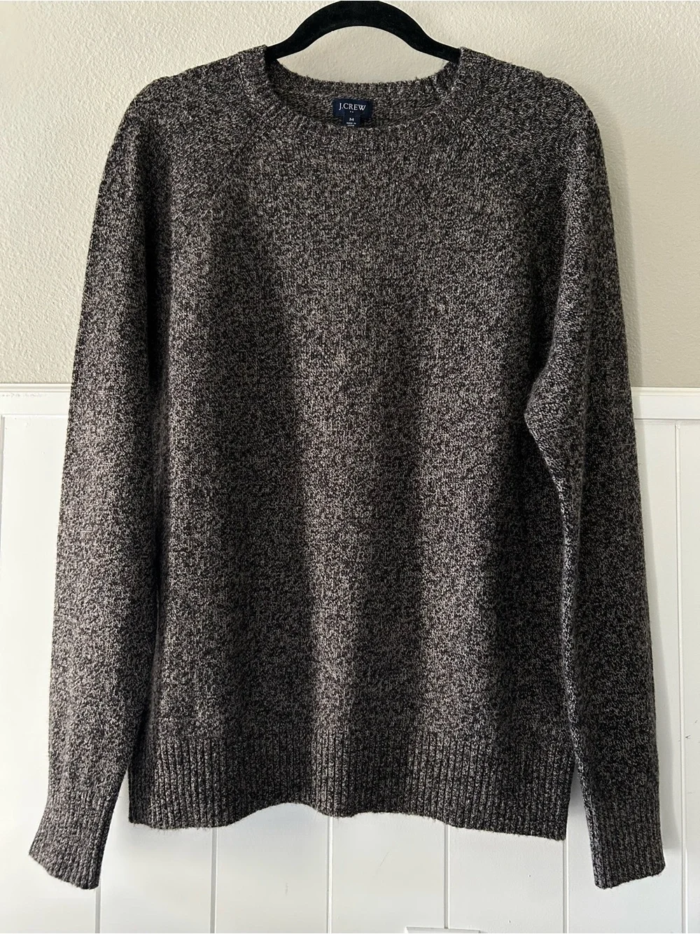 J.Crew Mens Supersoft Lambswool Blend Crewneck Raglan Sweater Heathered Charcoal
